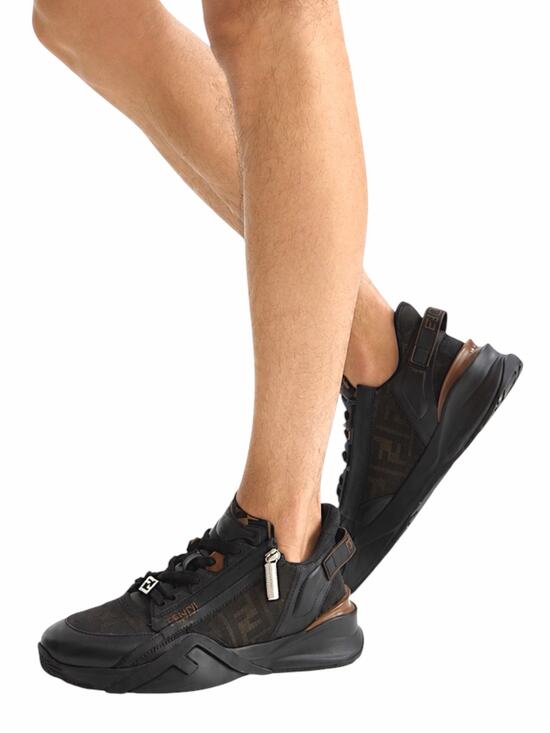 Fendi Flow Sneaker Zucca FF Logo Monogram Black Leather Size 9/ US 10 main image 9